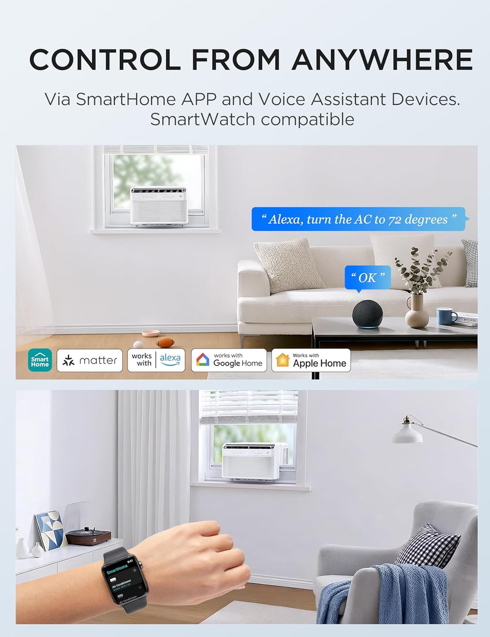 Midea 8,000 BTU U Shaped Window Air Conditioner, Cools up to 350 Sq Ft