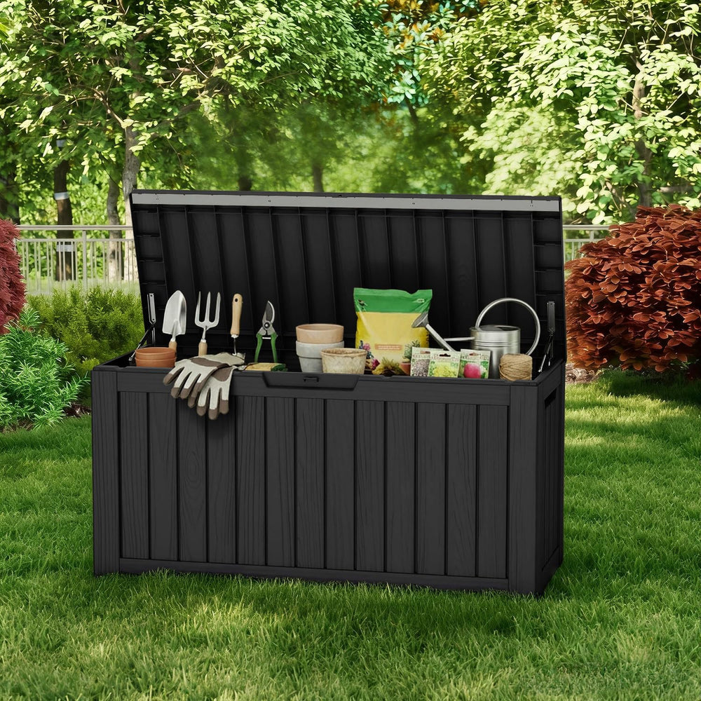 85 Gallon Outdoor Deck Box, Resin Waterproof Storage Box With Lockable Lid, U...