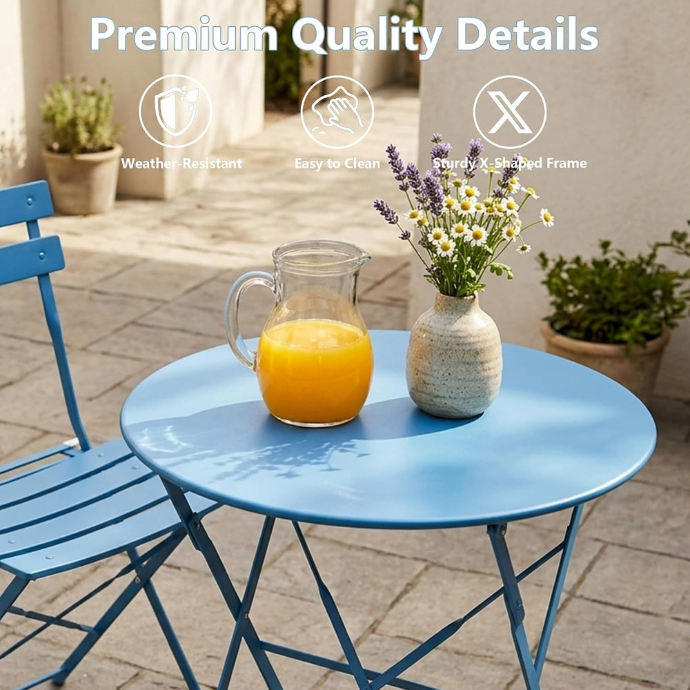 Bistro Table & Chairs Set of 2, Folding Outdoor Patio Furniture