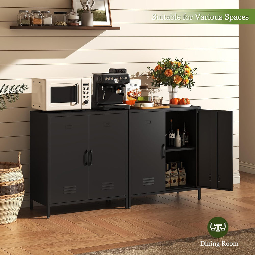 Metal Storage Cabinet with 2 Door, Office File Cabinet for Home, Garage (Blac...