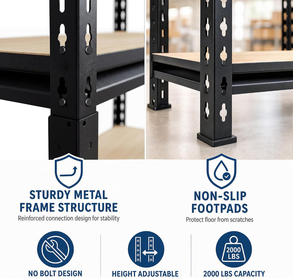 Garvee Storage Shelves 5-Tier 35.4x15.7x72 Inch Black