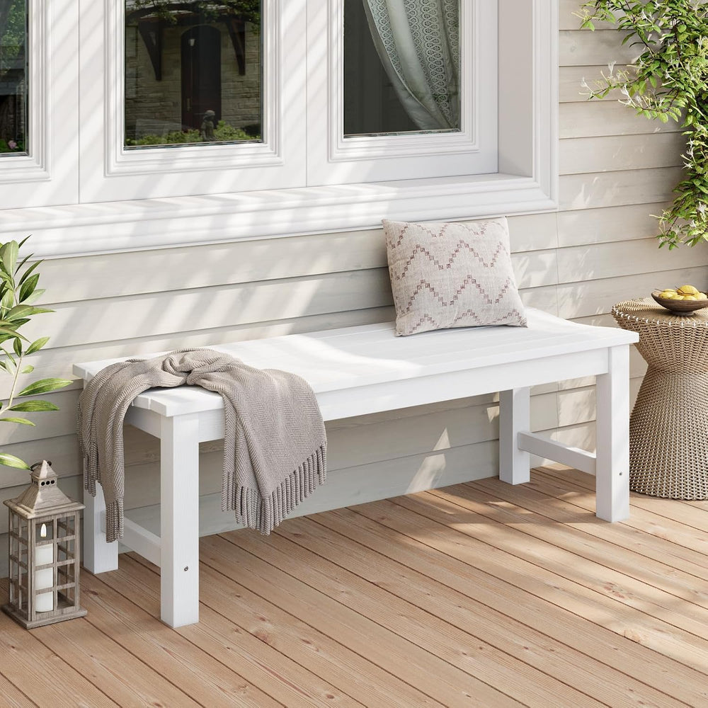 Stoog Outdoor Bench, 2-Person Patio Backless Bench, Outdoor Benches Weatherpr...
