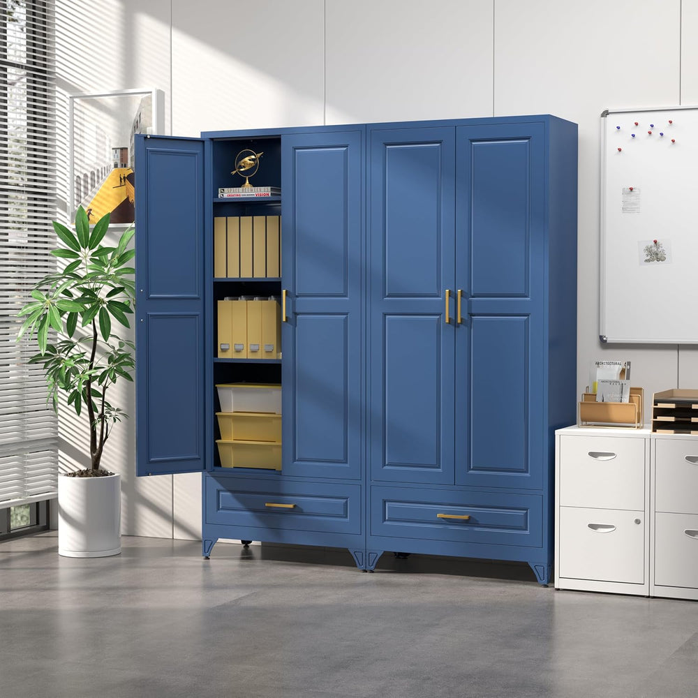 SteeLoong 75" Metal Storage Cabinet with Doors and 3 Adjustable Shelves