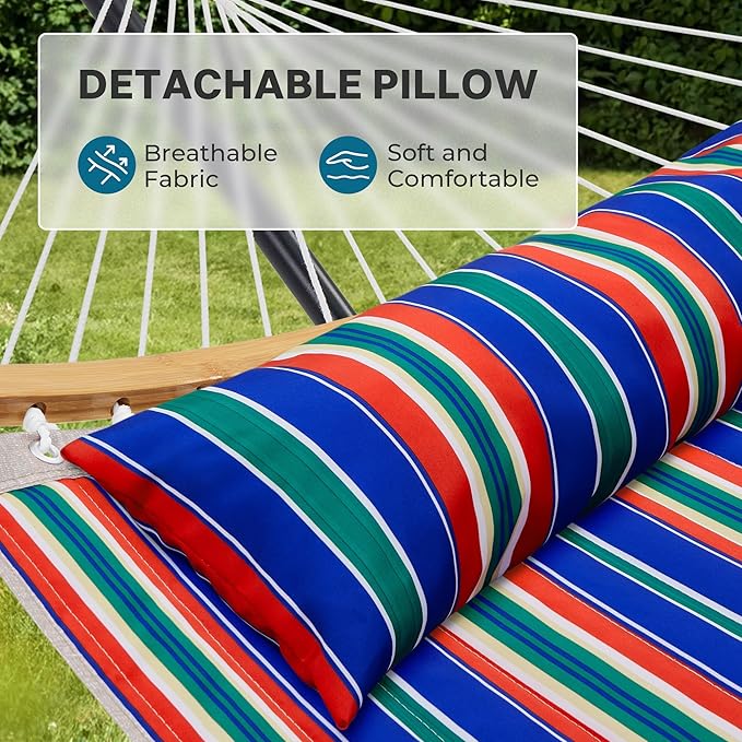 SUPERJARE Curved-Bar Hammock with Stand, 2 Person Heavy Duty Hammock Frame, D...