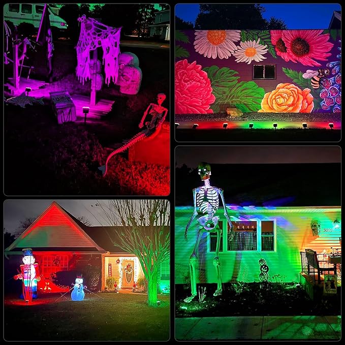 WELALO Solar Color Changing Spot Lights Outdoor, Waterproof Solar Halloween L...