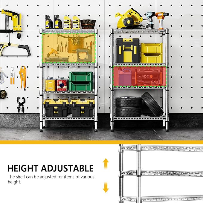 1000 lbs 4 Tier Shelf Metal Storage Shelves Wire Rack Closet Organizers for G...