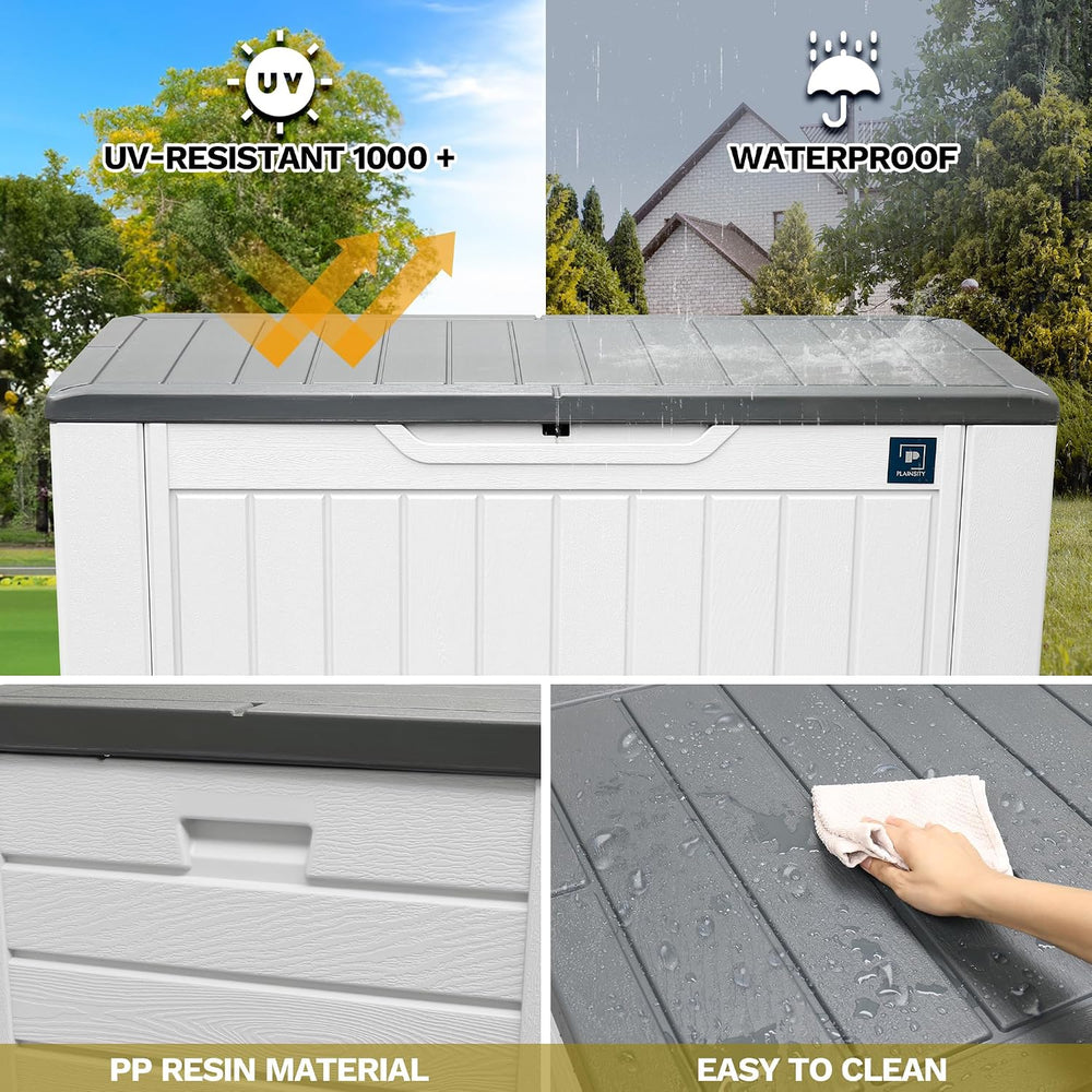 230 Gallon Large Deck Box, Durable Waterproof Resin Deck Box for Patio Furnit...