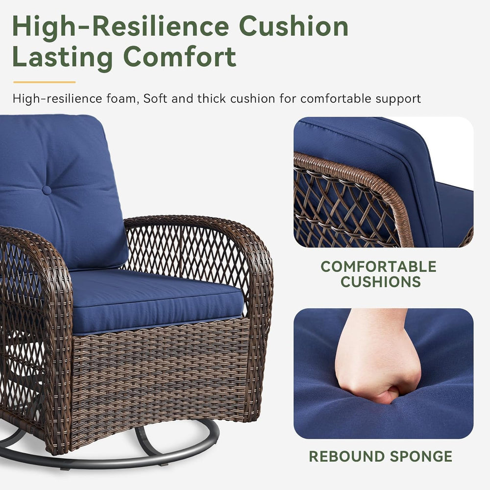 Aoxun 3 Pieces Patio Furniture Set, Patio Swivel Rocker Chairs Set of 2, Wick...