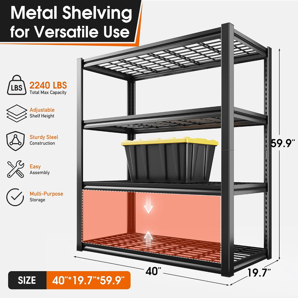 REIBII 40" W Garage Shelving with Double-Layer Frame for Homeowners and DIY