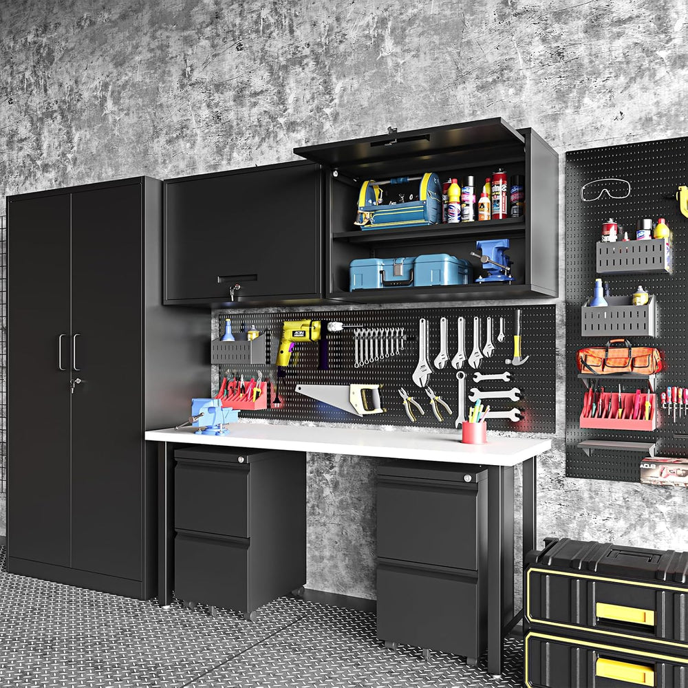 Metal Wall Storage Cabinet Adjustable Shelf 22'' Tall Steel Garage Wa...
