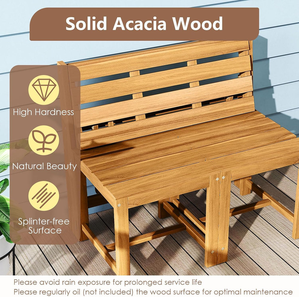 Tangkula 3-in-1 Convertible Bench Bar Table, Patio Convert A Bench