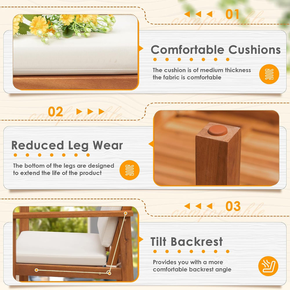Greesum 4 Piece Bistro Patio Furniture Outdoor Chat Chair Set with Water Resi...