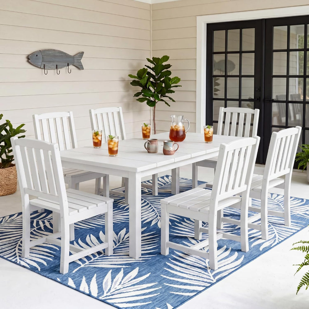 Perli™ 7-Piece Outdoor Dining Set, All-Weather HDPE Patio Table and 6 Chairs ...