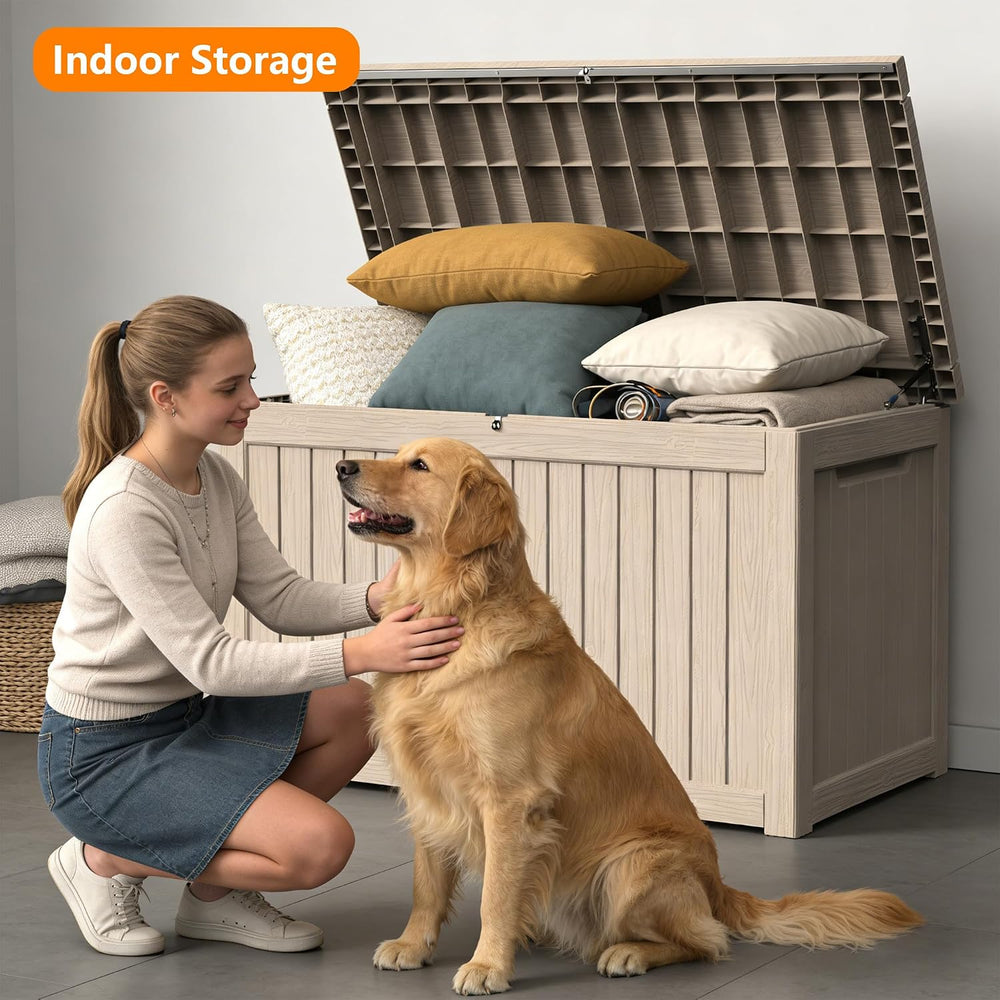 300 Gallon Outdoor Storage Box Resin Deck Box All Weather Waterproof Large Lo...