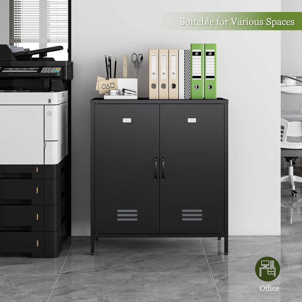 Metal Storage Cabinet with 2 Door, Office File Cabinet for Home, Garage (Blac...