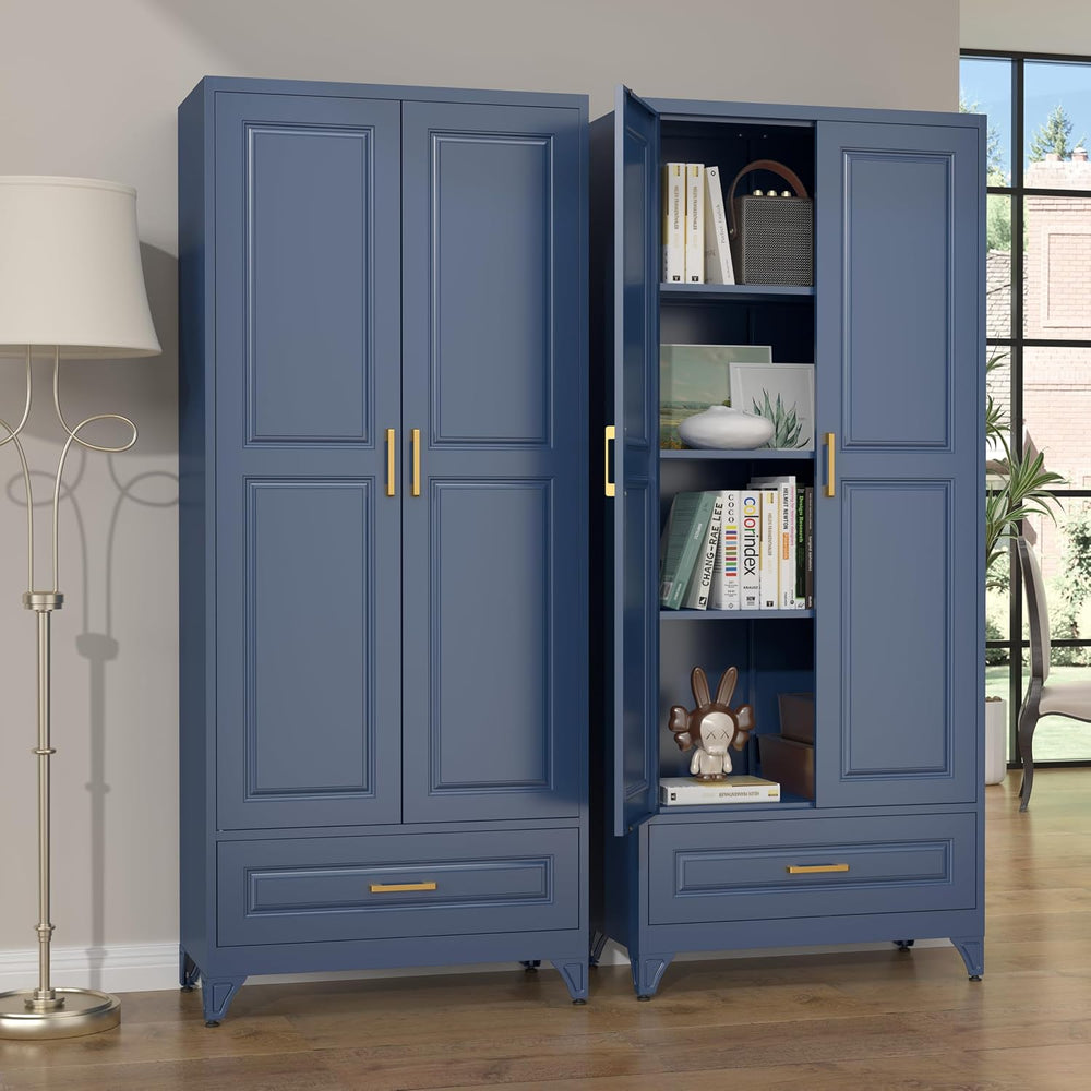 SteeLoong 75" Metal Storage Cabinet with Doors and 3 Adjustable Shelves