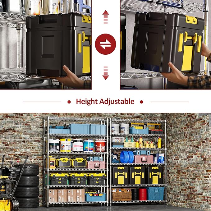 IZEUK 6-Tier Heavy Duty Metal Wire Shelving Unit, Adjustable Storage Rack Org...