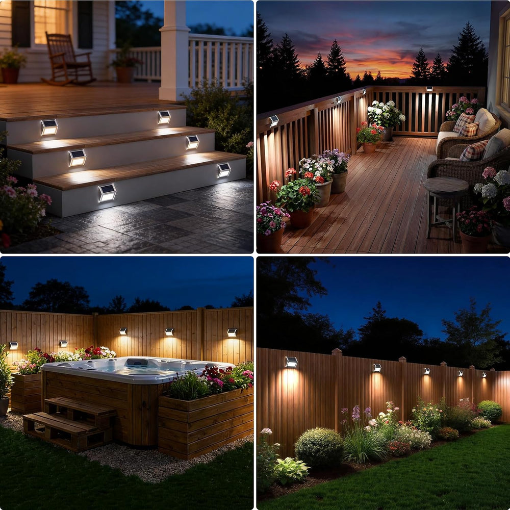 JSOT Solar Deck Lights Perfect for Fence, Step, Stair Decor-Cool White-12P