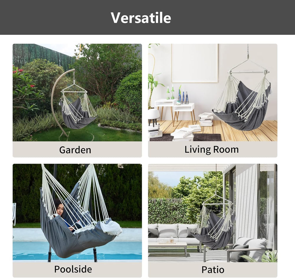 XL Hammock Chair with Footrest, Steel Spreader Bar, 500 lb Capacity