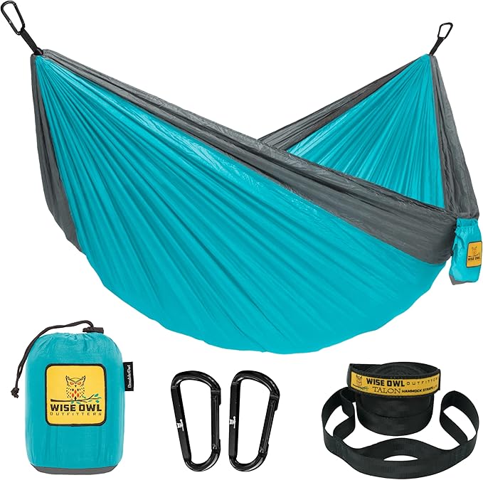 Wise Owl Outfitters Camping Hammock – 500lbs Portable Hammock with Tree Strap...