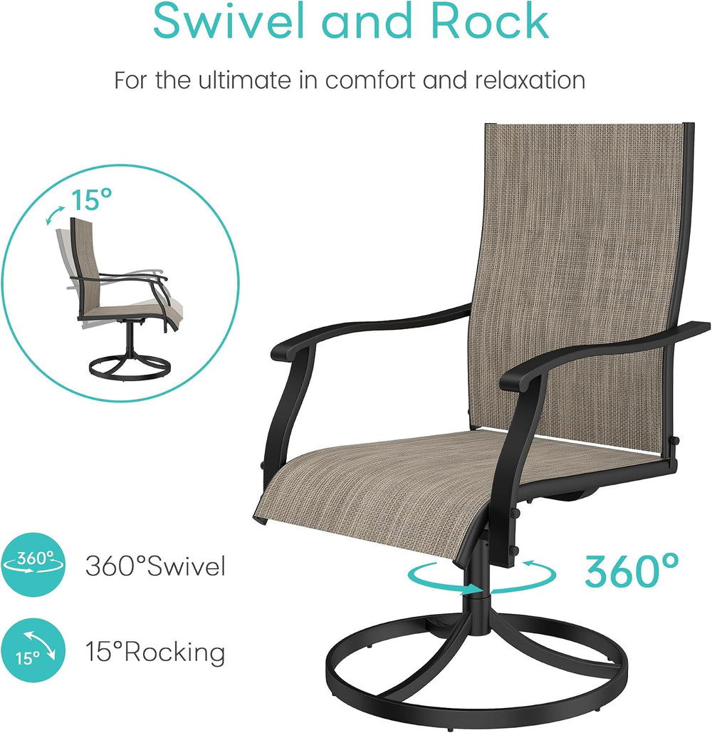 Patio Chairs Set of 2, Outdoor Swivel Chairs Set of 2, Brown