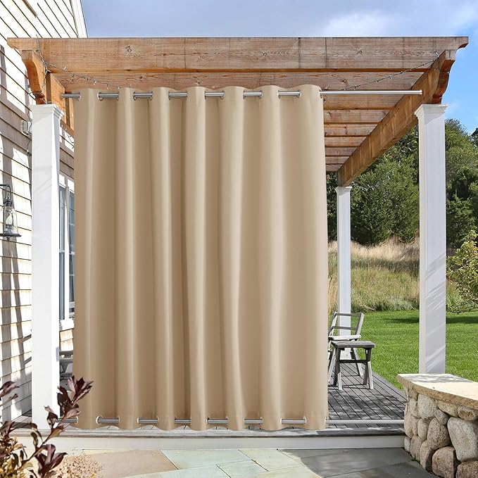 NICETOWN Waterproof Patio Outdoor Curtain and Drape, Extra Wide and Long W100...