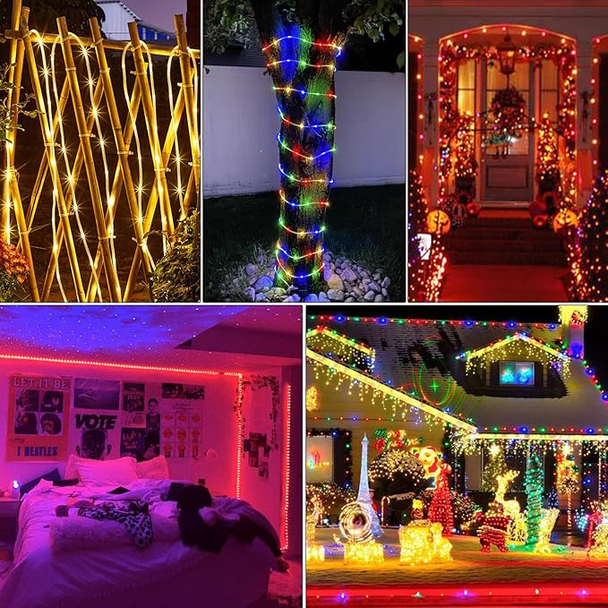 200Ft Rope Lights Outdoor, 18 Colors Changing 610 LED String Lights Plug in w...