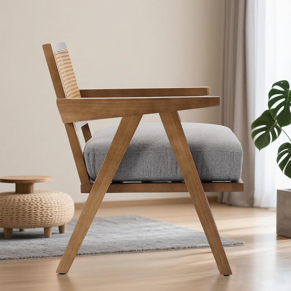 Mid Century Modern Accent Chair, Comfy Living Room Chairs with Sturdy Wood Le...