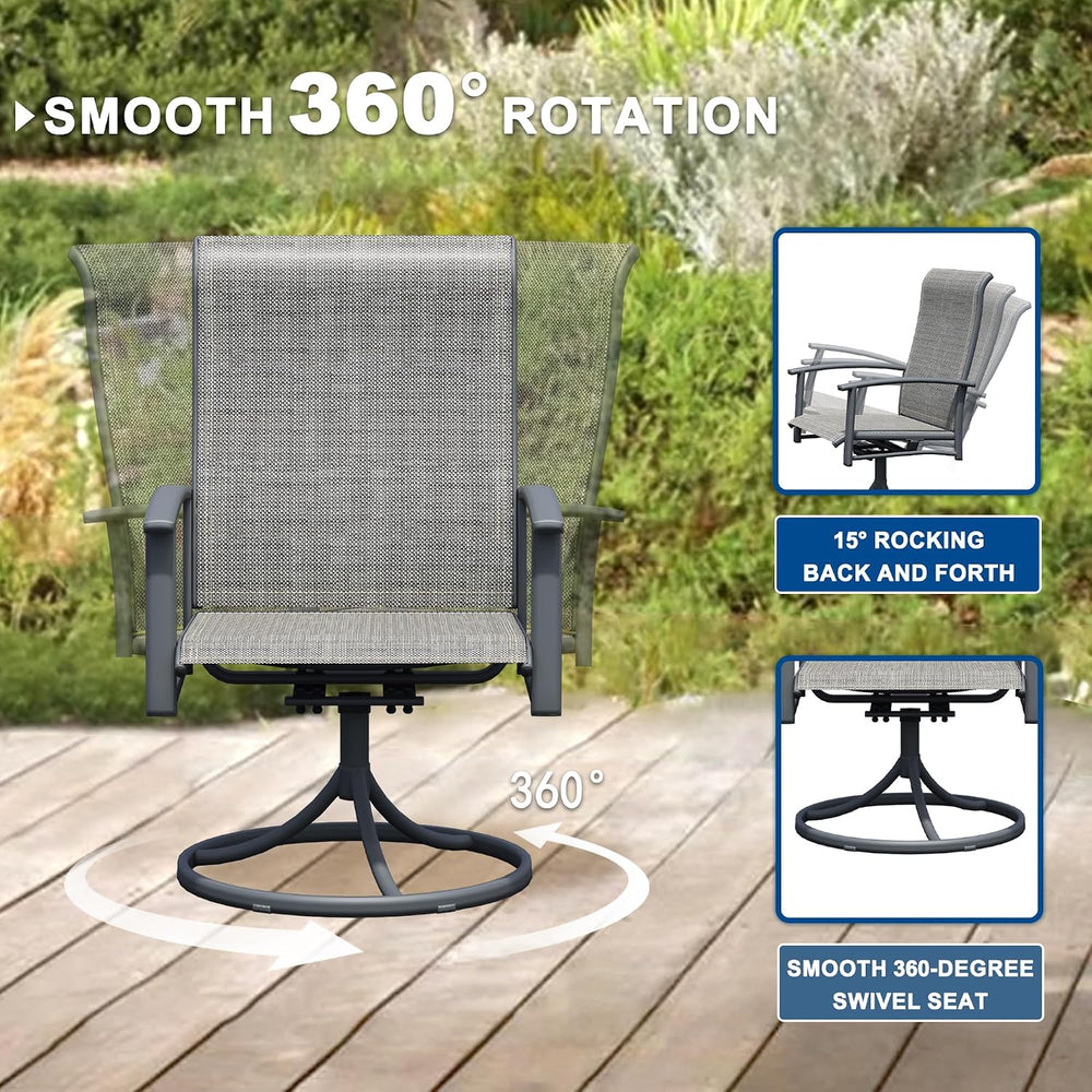 Patio Swivel Chairs Set of 2, Outdoor Swivel Chairs with Armrest, High Back P...