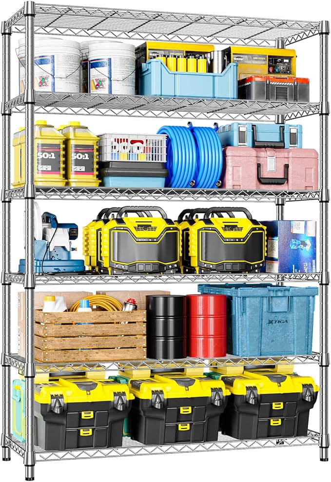 IZEUK 6-Tier Heavy Duty Metal Wire Shelving Unit, Adjustable Storage Rack Org...