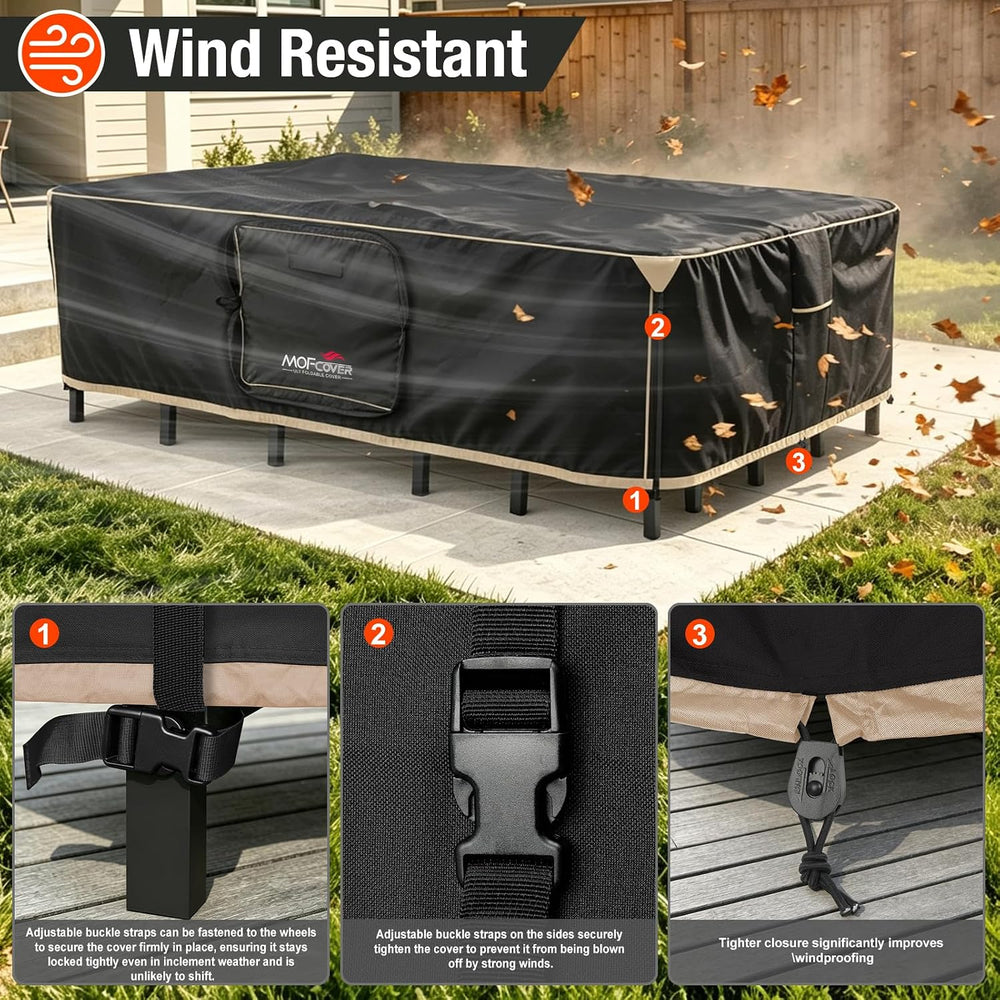 Upgraded Foldable Patio Furniture Covers with Drainpipe Pipe, 600D Heavy Duty...