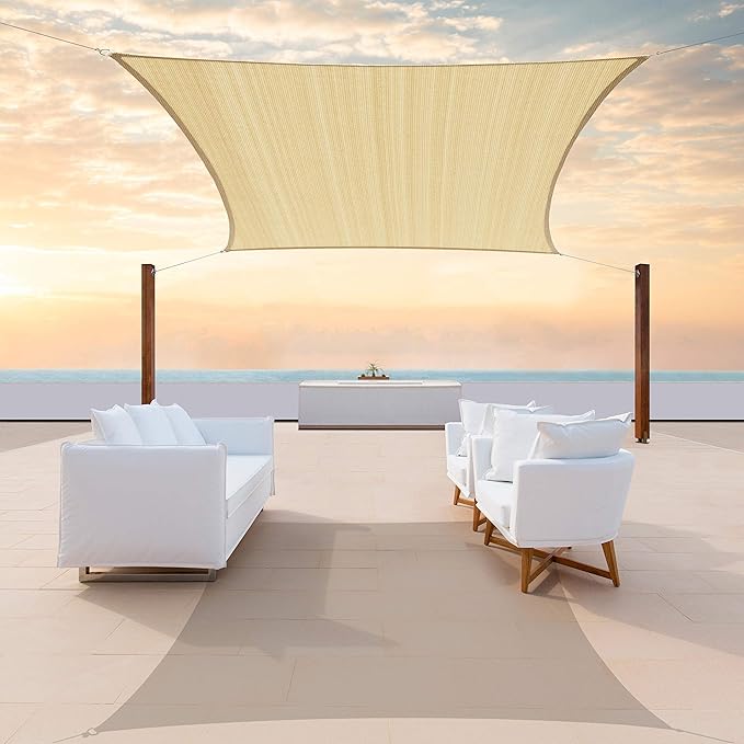 ColourTree TAPR1616 Custom Size 12' x 23' Beige Sun Shade Sail Canopy...