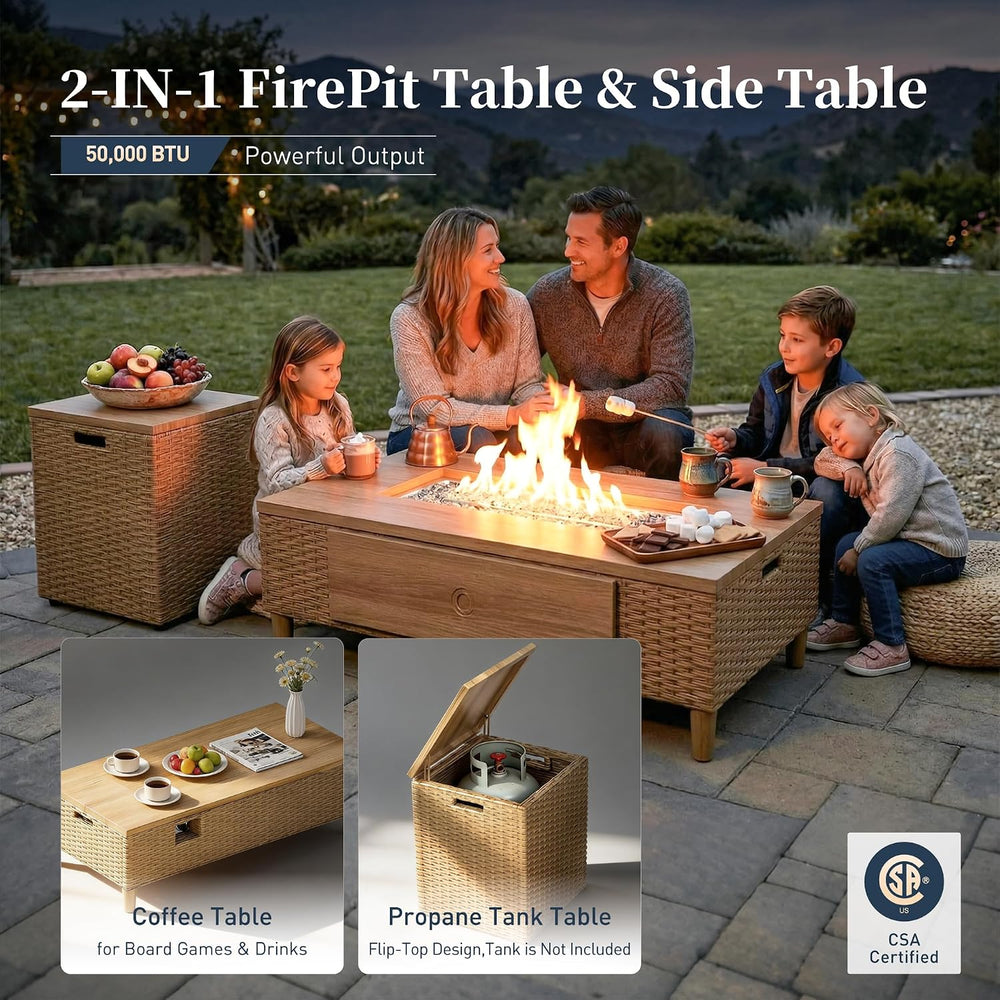 SUNSHINE VALLEY 6-Seat Patio Furniture Set with Swivel Chairs & Firepit