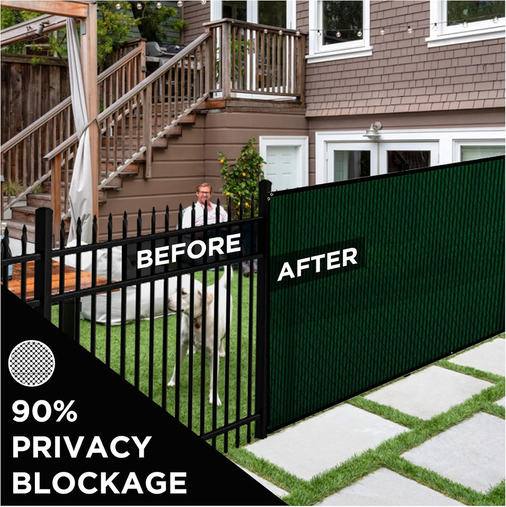 Chain Link Fence Privacy Screen 6'x25' Green, Windscreen Mesh Outdoor