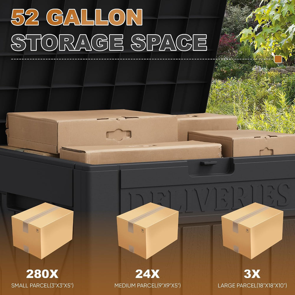 JUMMICO 52 Gallon Resin Package Delivery Box Lockable&Waterproof