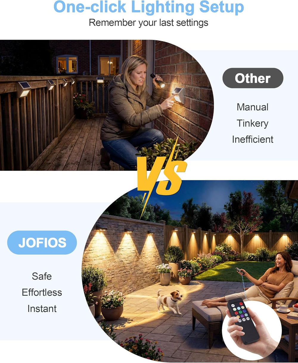 JOFIOS Fence Lights Solar Powered with Remote 12 Pack, Warm White, Cool White...