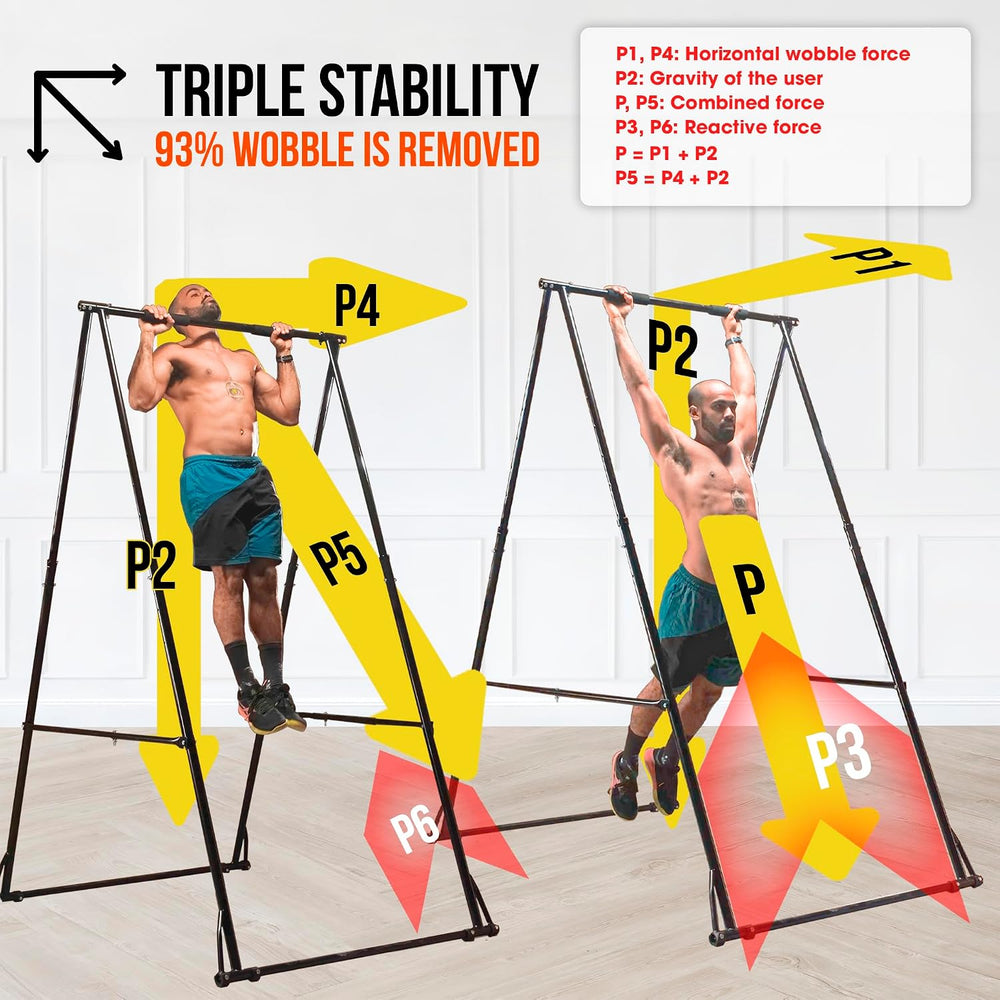 KHANH TRINH Foldable Pull Up Bar Stable Gymnastics Equipment Portable Aerial ...