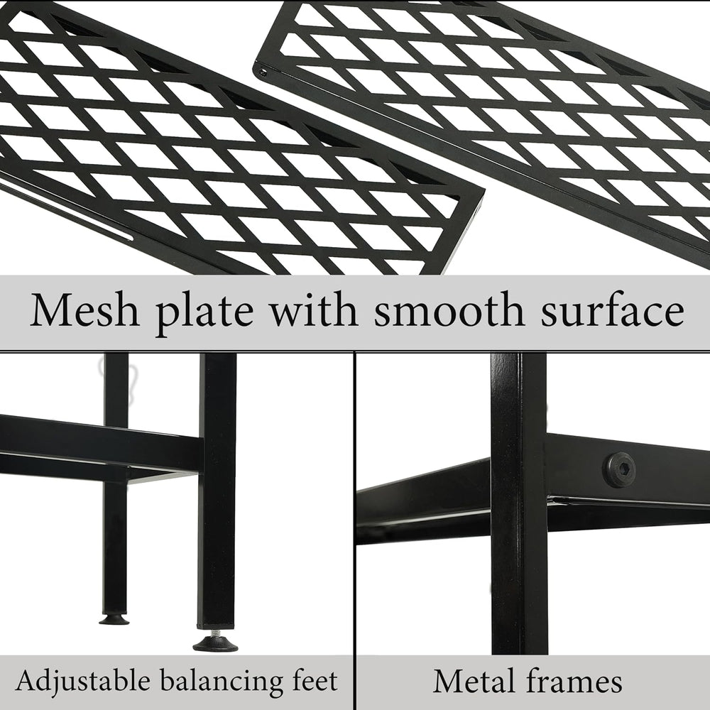 Long Expandable Metal Shoe Rack for Closet, Entryway, Garage, 2-Tier, Black