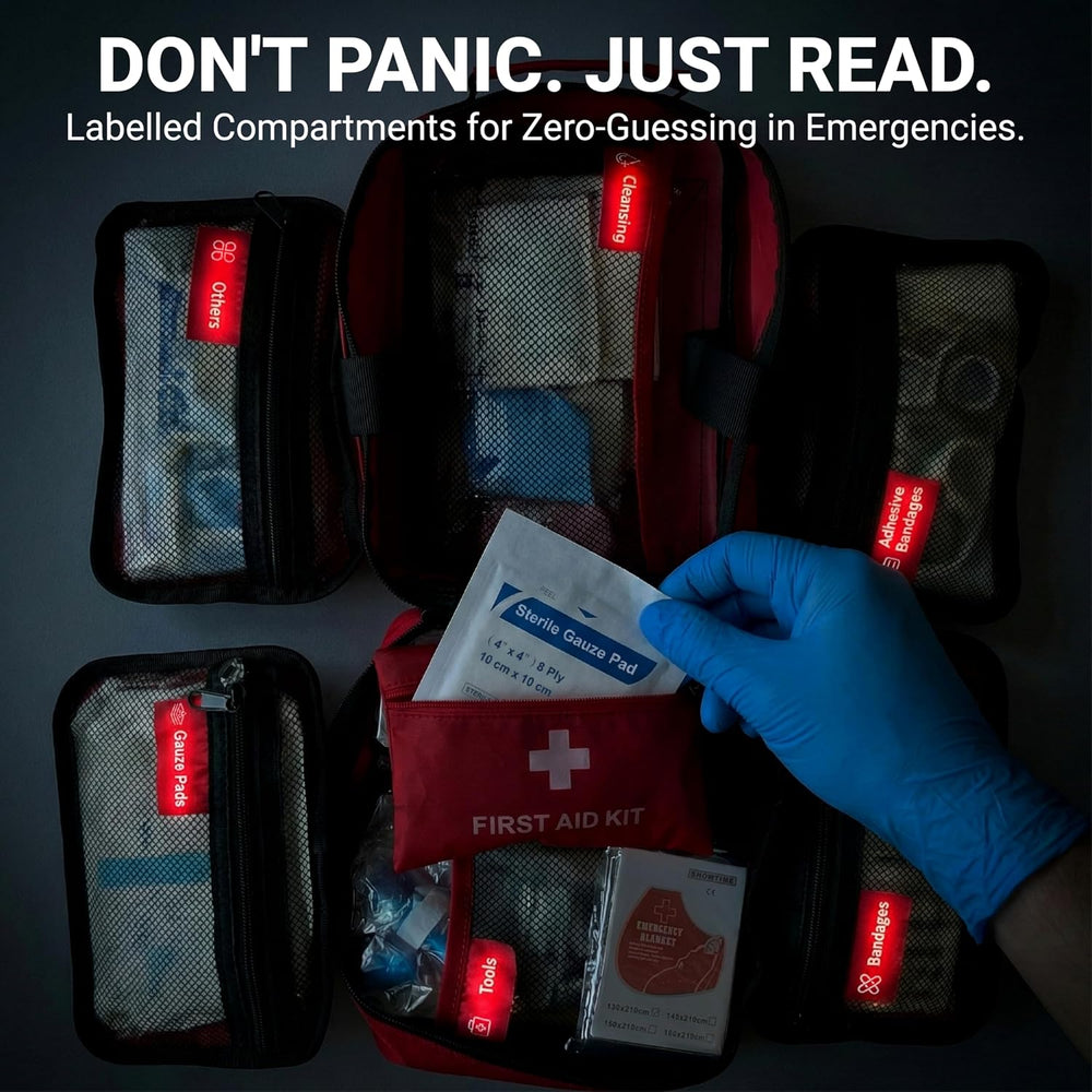 556 Piece Premium Large First Aid Kit, Survival Medical Bag with Labelled Com...
