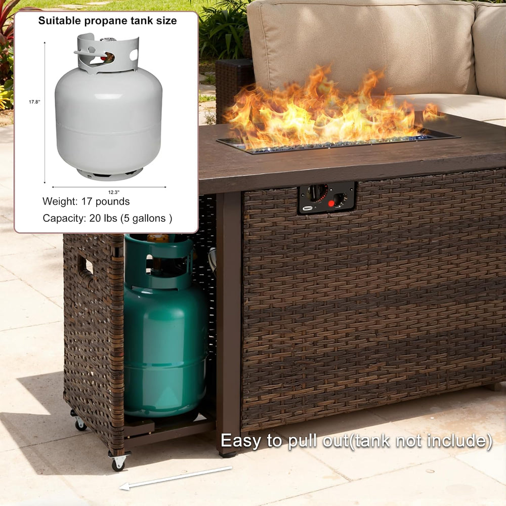 7 Piece Outdoor Patio Furniture Set with 42" Fire Pit, Wicker Furniture ...