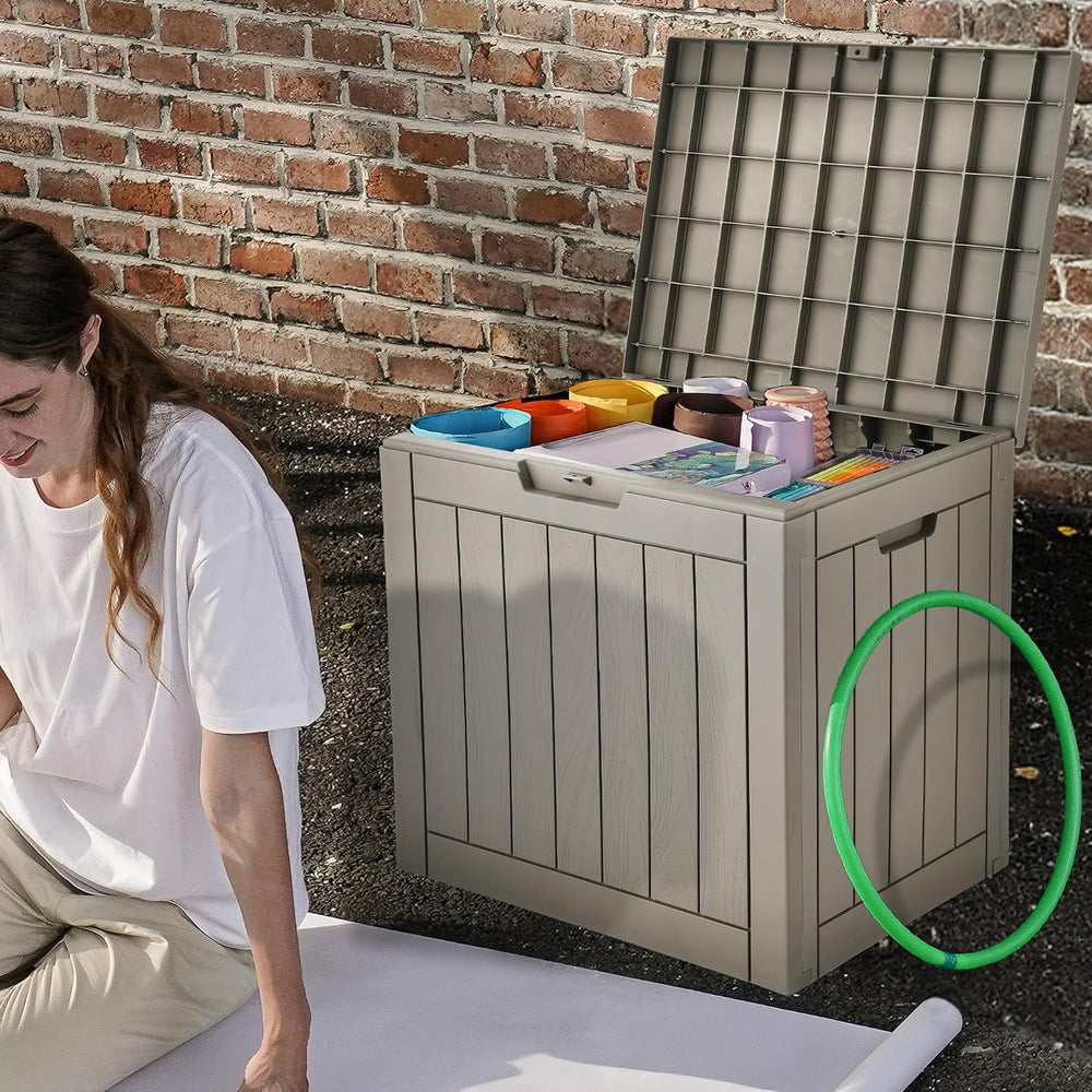 DWVO 30 Gallon Outdoor Storage Box, Weatherproof Lockable Resin Deck Box for ...
