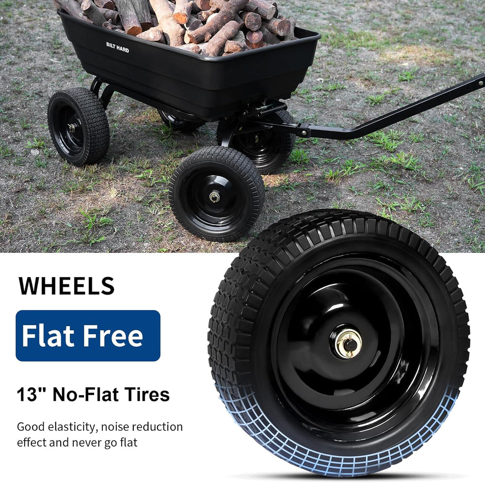 BILT HARD 7 Cu Ft Poly Garden Dump Cart 1200 lbs with No Flat Tires, Quick Re...