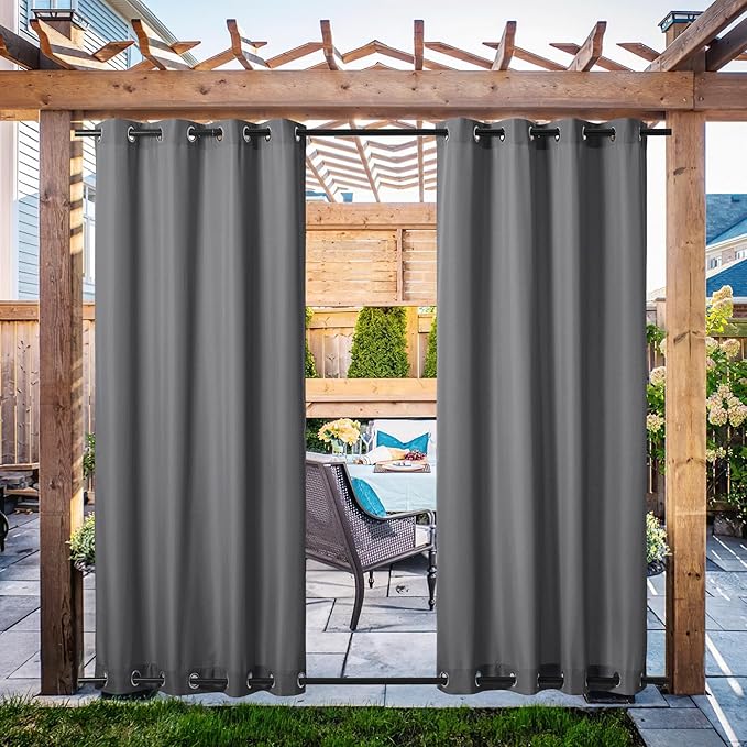 NICETOWN Canvas Outdoor Curtains for Patio Waterproof 2 Panels, Thermal Insul...