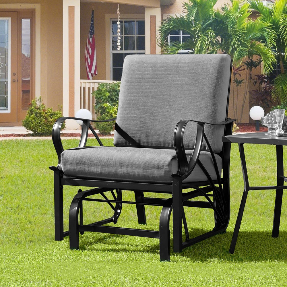 GIANTEX Outdoor Glider, Patio Rocking Chair with Thick Cushion