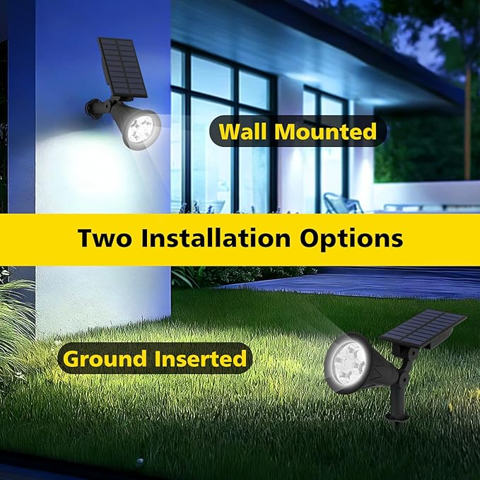 T-SUN Solar Spotlights, 4 LED Solar Powered Landscape Spotlights Waterproof O...