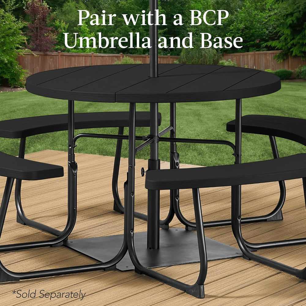 Best Choice Products 8-Person Outdoor Bench Patio Picnic Table, Circular w/ 4...