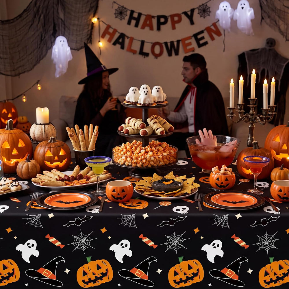 CXPSINC 54 Inch X 200 Feet Plastic Table Cover Roll Disposable Halloween Tabl...
