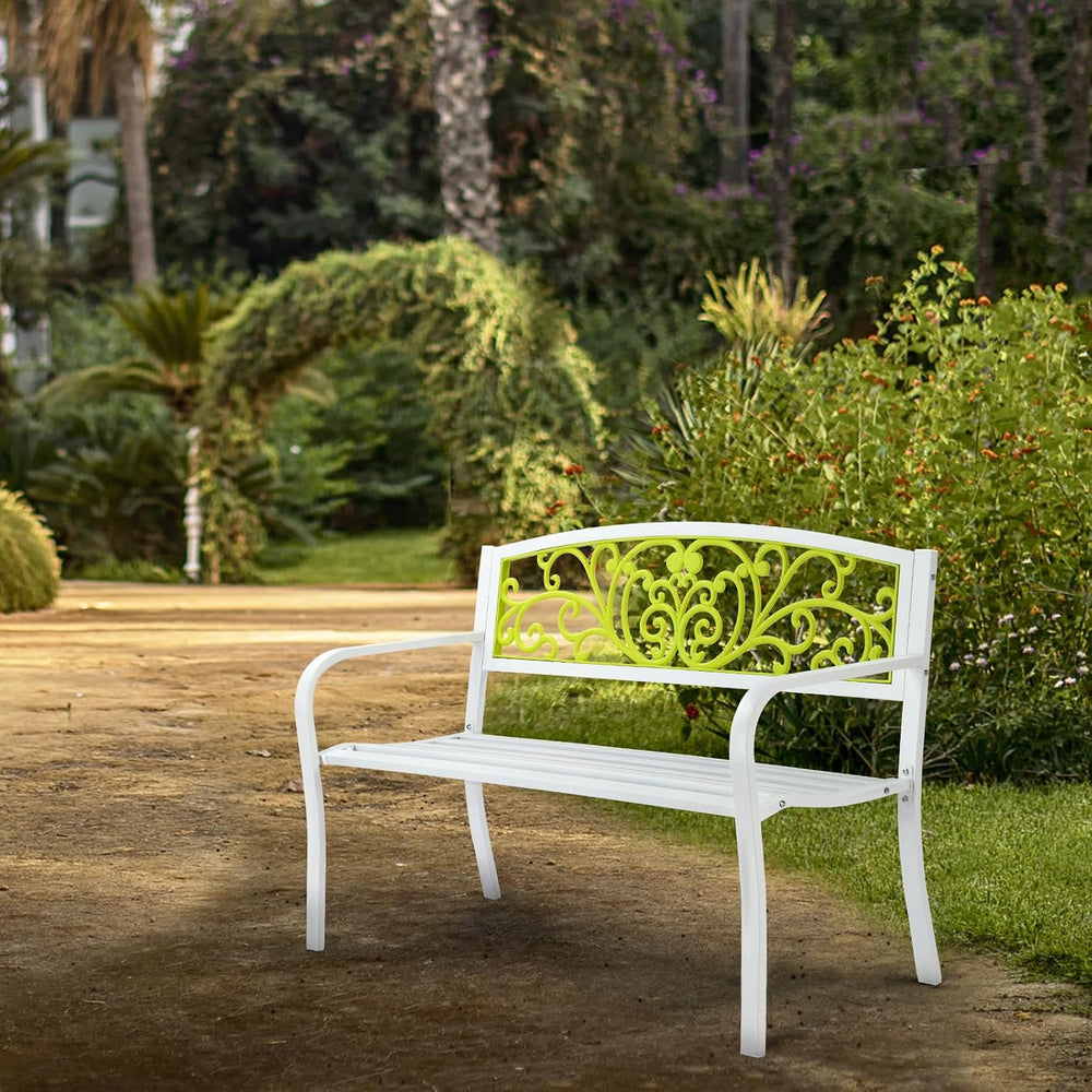 47in Outdoor Garden Park Bench,Outdoor Metal Porch Benches,Weatherproof Patio...