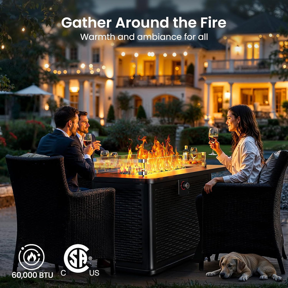 Ciays 43-Inch Rectangular Propane Fire Pit with 60,000 BTU Output, Fire Pit T...