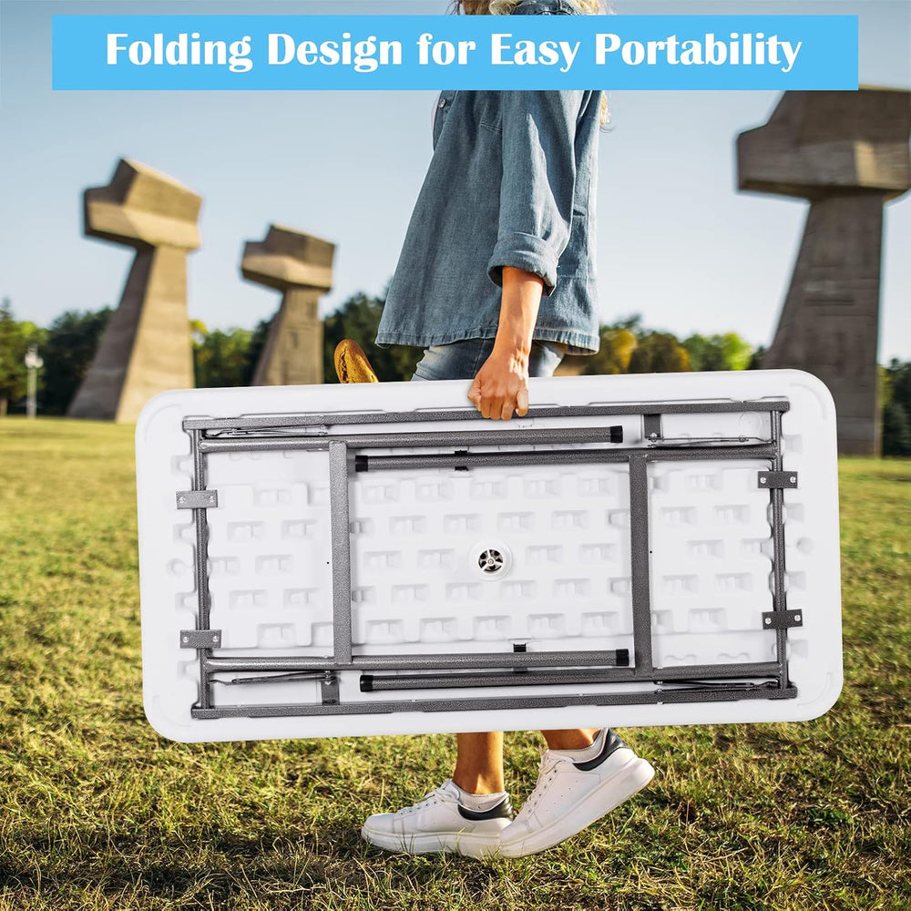 4 Foot Ice Cooler Table, Folding Buffet Cold Food Keeper w/Removable Matching...